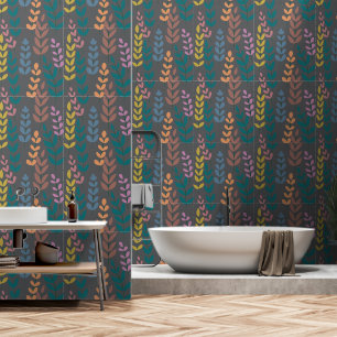Papel Pintado Hojas rosadas del Naranja azul gris amarillo botán