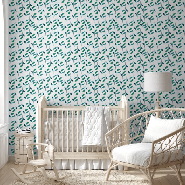 Papel Pintado Hojas sin foco de color verde VERDE (Niños)