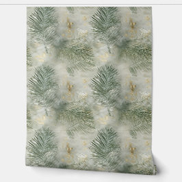 Papel Pintado Hojas Tropicales de Oro Verde Crema