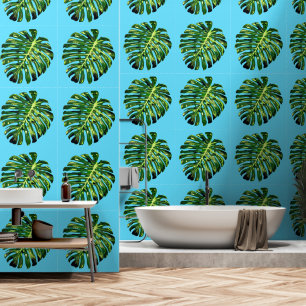 Papel Pintado Hojas tropicales en el cielo azul