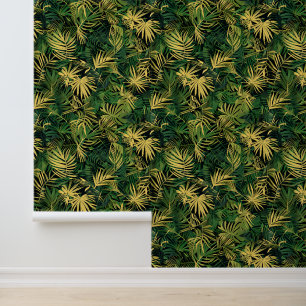Papel Pintado Hojas Tropicales Hoja Verde Amarillo
