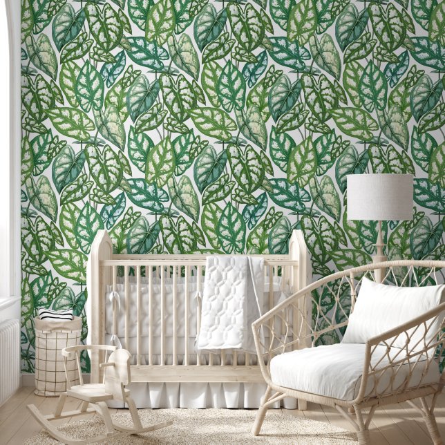 Papel Pintado Hojas tropicales verdes (Niños)