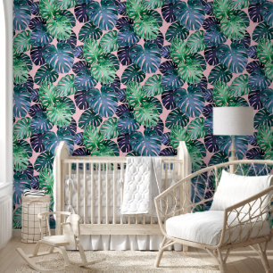 Papel Pintado Hojas tropicales verdes y Verde azuladas de Monste