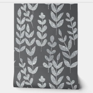 Papel Pintado Hojas Verde azuladas oscuras botánicas Vines Brown