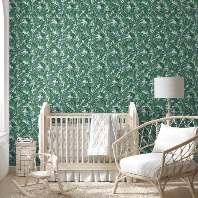 Papel Pintado Hojas verdes de palma tropical (Niños)