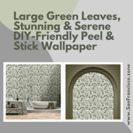 Papel Pintado Hojas verdes grandes, palo y casquillo sereno