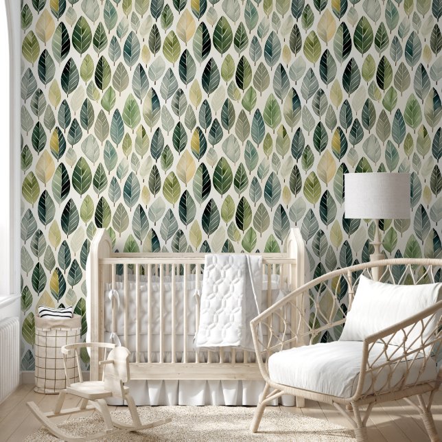 Papel Pintado Hojas verdes simples (Niños)