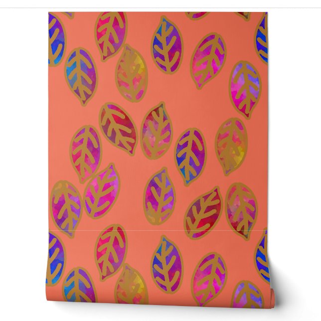 Papel Pintado Hojas vidriadas al atardecer (Desenrollar)