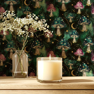 Papel Pintado Hongos caprichosos de la galaxia sobre negro