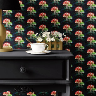 Papel Pintado Hongos de neón sobre negro