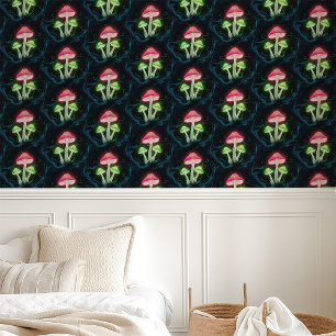 Papel Pintado Hongos de neón sobre negro