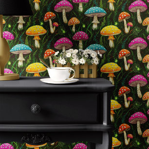 Papel Pintado Hongos neones y helechos