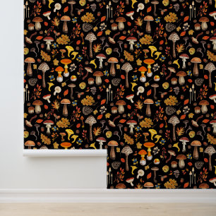 Papel Pintado Hongos salvajes en negro