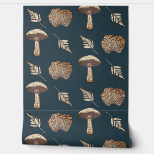 Papel Pintado Hongos y helechos otoñales