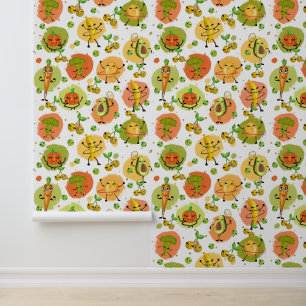 Papel Pintado Hormigón de frutas y verduras crudas