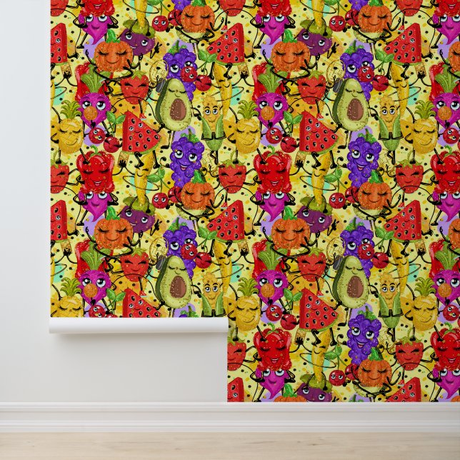 Papel Pintado Hormigón de frutas y verduras crudas (Solicitud)