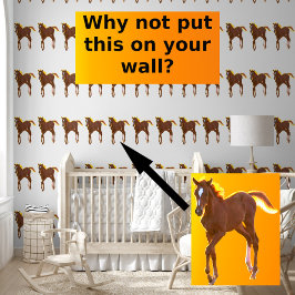 Papel Pintado Horse Foal Golden Brown en el patrón blanco