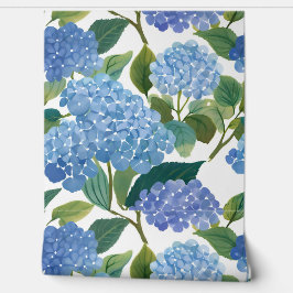 Papel Pintado Hortensia Azul Acuarela Floral Costero
