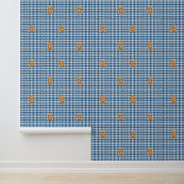 Papel Pintado Houndstooth Teddy Home, Azul Clásico,