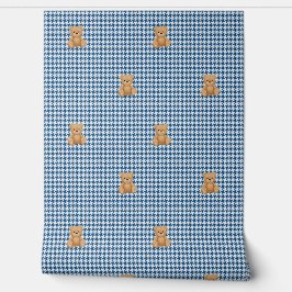 Papel Pintado Houndstooth Teddy Home, Azul Clásico,