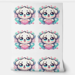 Papel Pintado Huellas en mi corazón, para siempre cachorro Kawai