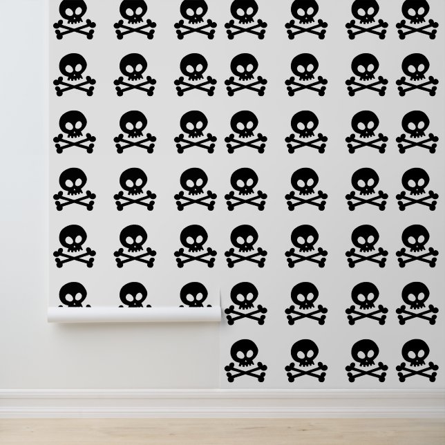 Papel Pintado huesos de cráneo negro (Solicitud)