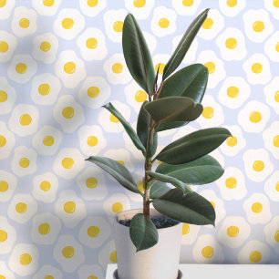 Papel Pintado Huevos Fritos Divertidos Patrón Azul