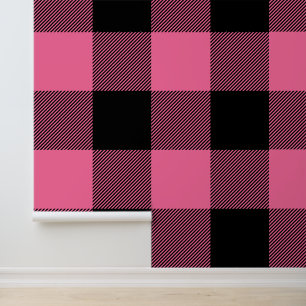 Papel Pintado Huge French rosa y negro buffalo Plaid