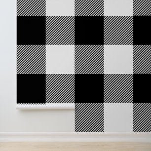 Papel Pintado Huge Plaid de Búfalo Blanco y Negro