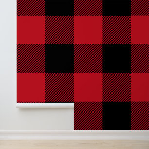 Papel Pintado Huge Rojo y Negro Buffalo Plaid