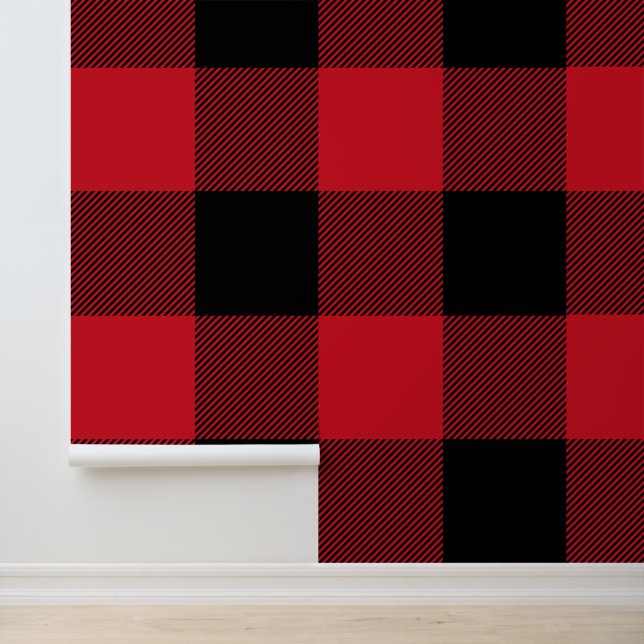 Papel Pintado Huge Rojo y Negro Buffalo Plaid (Solicitud)