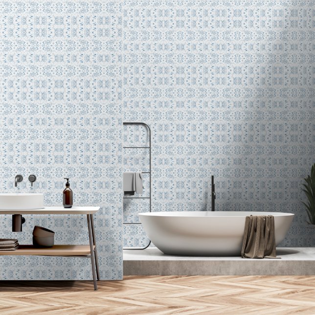 Papel Pintado Hummingbird Blue Toile Wallpaper (Baño)