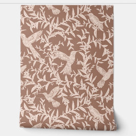 Papel Pintado Hummingbirds Floral Mocha Mousse