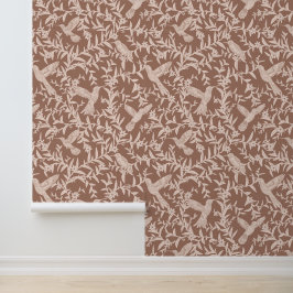 Papel Pintado Hummingbirds Floral Mocha Mousse