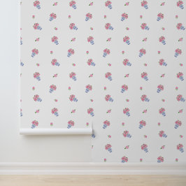 Papel Pintado Hydrangeas rosas en la serie azul Chinoiserie Vase