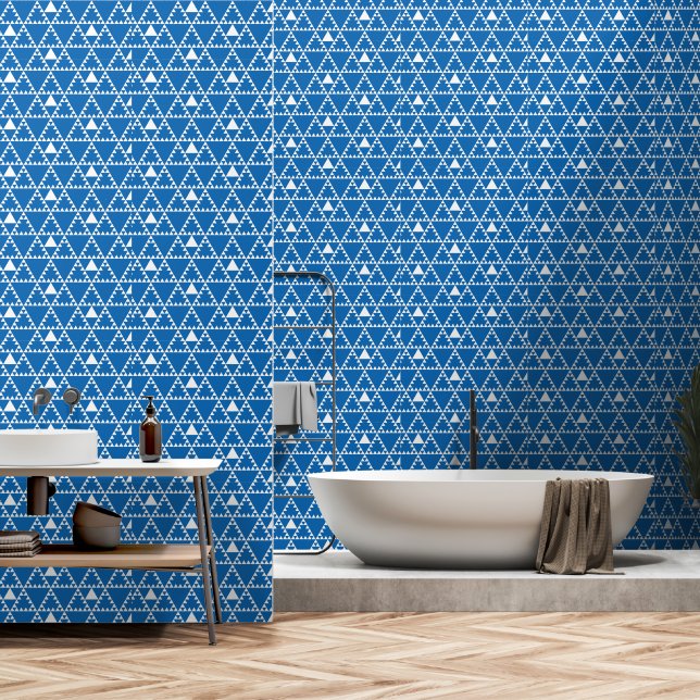 Papel Pintado Hygge azul y blanco de Scandi (Baño)