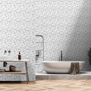 Papel Pintado Icono de panadería de cocina blanca y negra