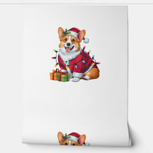 Papel Pintado Iluminación de Navidad Santa Corgi Galés Perro Nav