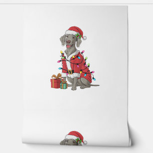 Papel Pintado Iluminación de Navidad Santa Perro Weimaraner Navi
