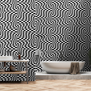 Papel Pintado Ilusión abstracta en blanco y negro retorcida