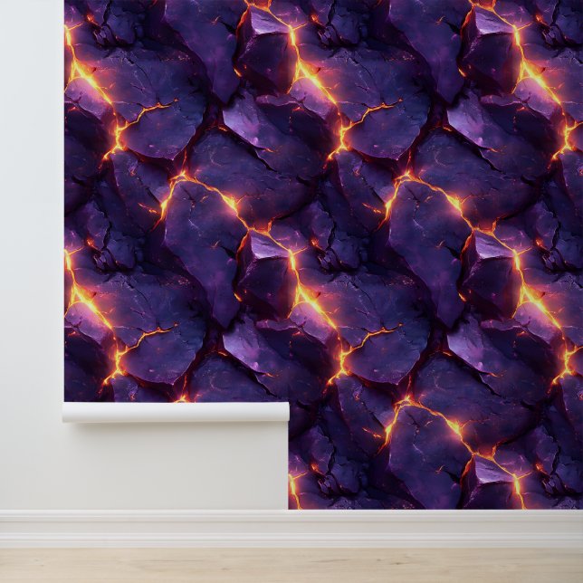Papel Pintado Ilusión de magma morada fundida (Solicitud)