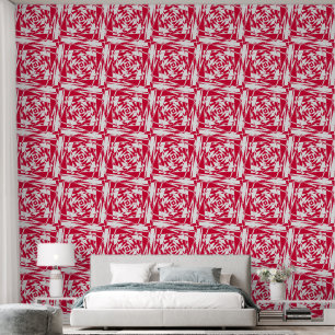 Papel Pintado Ilusión óptica roja y blanca – Moderna 