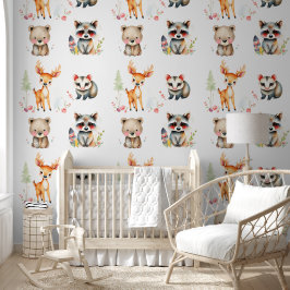 Papel Pintado Ilustracion acuarela de las criaturas de bosques