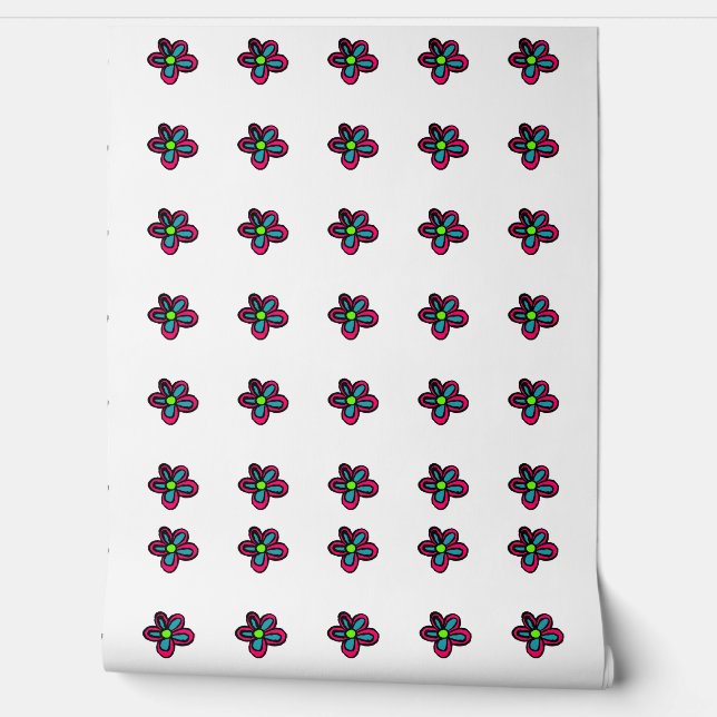 Papel Pintado Ilustracion de flores (Desenrollar)