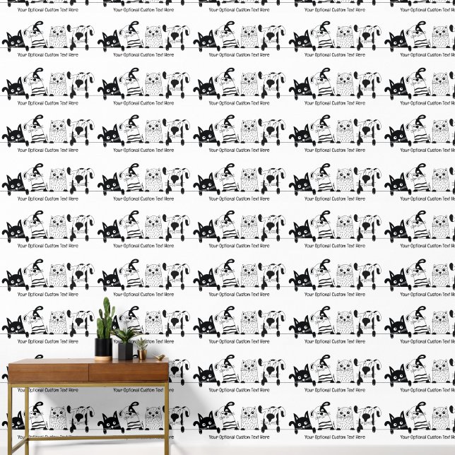Papel Pintado Ilustracion Mascotas de texto personalizado (Pasillo)