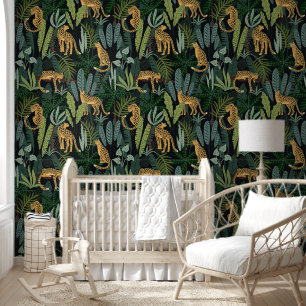 Papel Pintado Ilustracion selvático Leopard Jungle Seamless