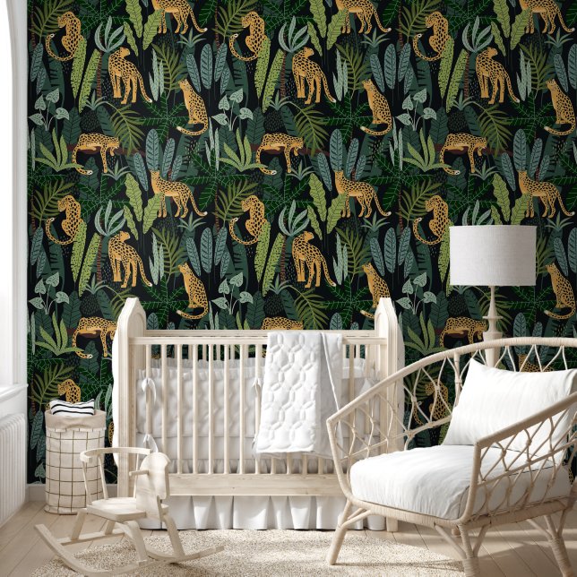 Papel Pintado Ilustracion selvático Leopard Jungle Seamless (Niños)