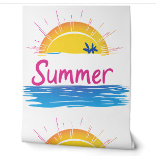 Papel Pintado Ilustracion Sunset Summer Beach