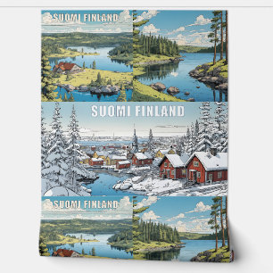Papel Pintado Ilustraciones naturales de Suomi Finlandia
