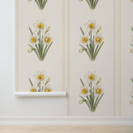 Papel Pintado Impresión botánica de Narciso, flor de nacimiento 